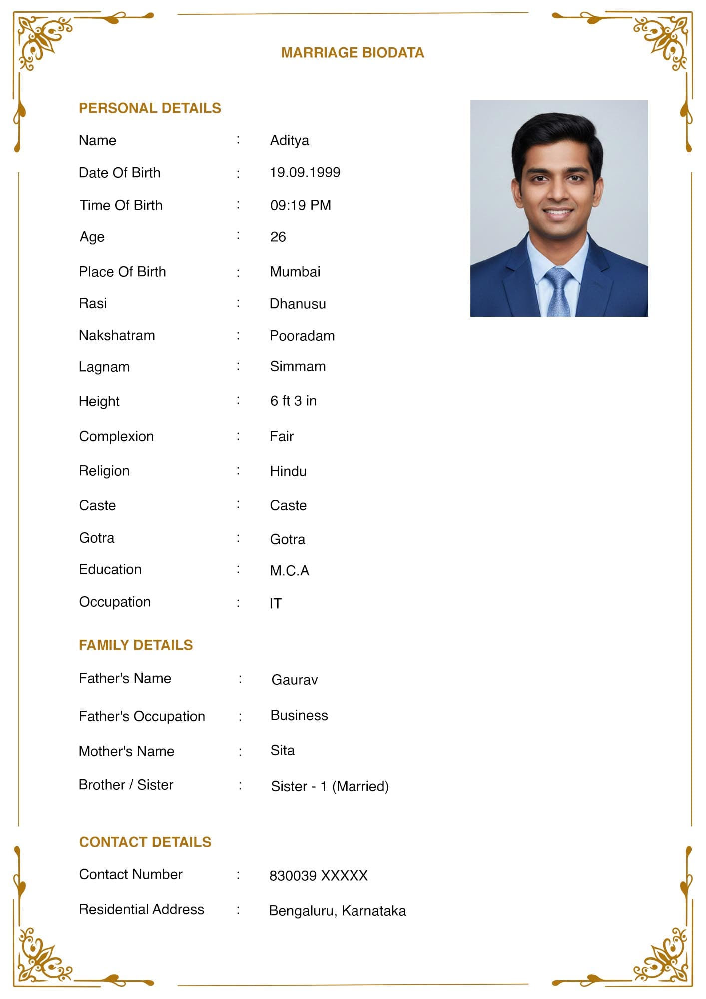 Modern Minimalist Biodata Format