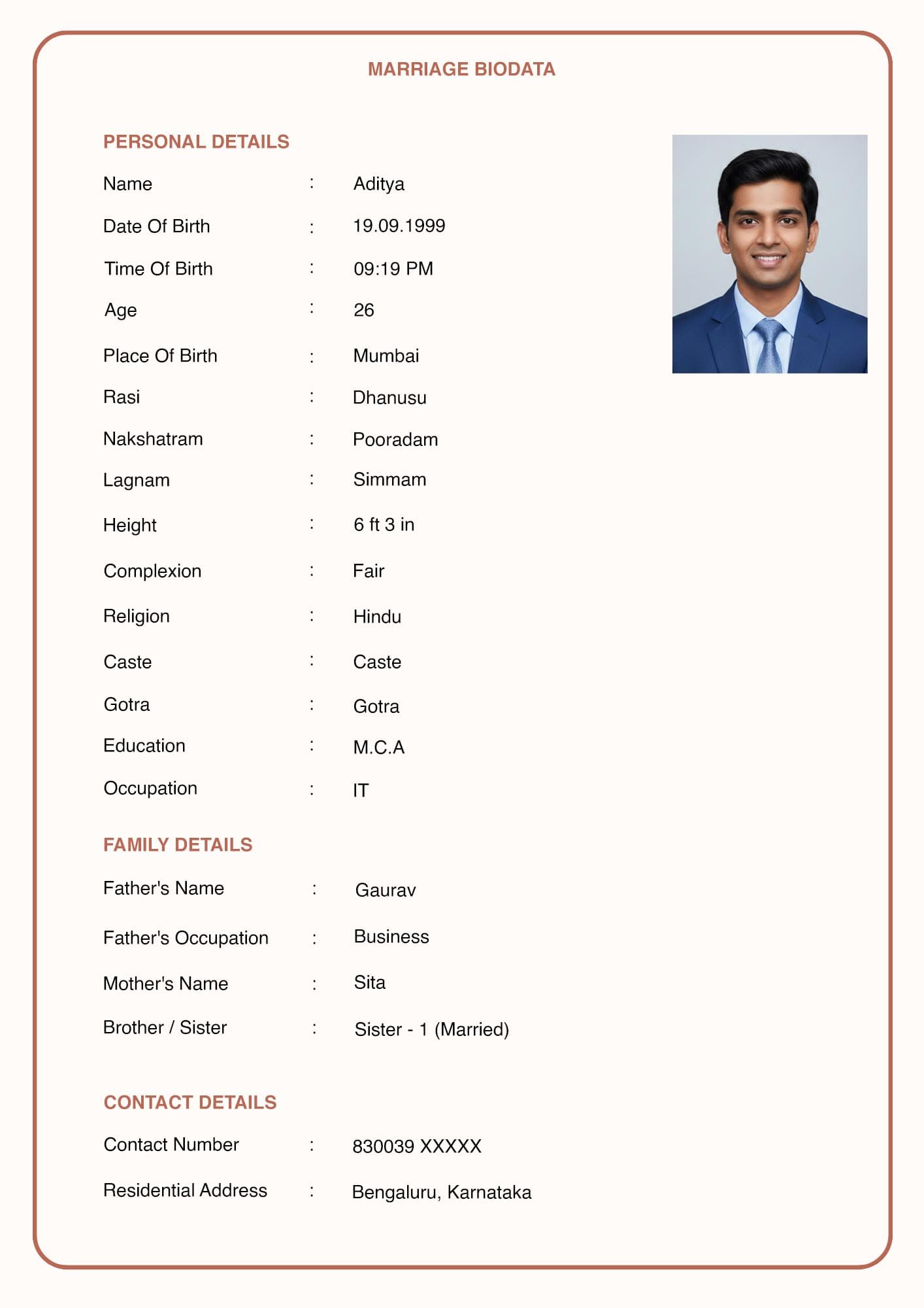Modern Minimalist Biodata Format