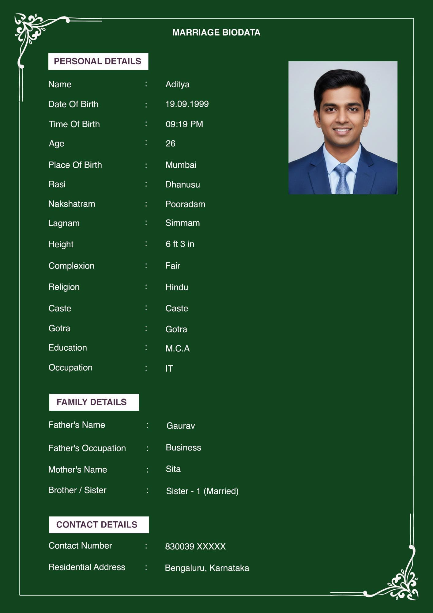 Modern Minimalist Biodata Format